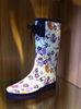 Stereo Printing Purple Printed Rain Boots With Lace In the Front