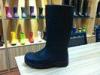 Black Kids PU Garden Rain Boots Comfortable With Lambs Wool