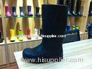 Black Kids PU Garden Rain Boots Comfortable With Lambs Wool