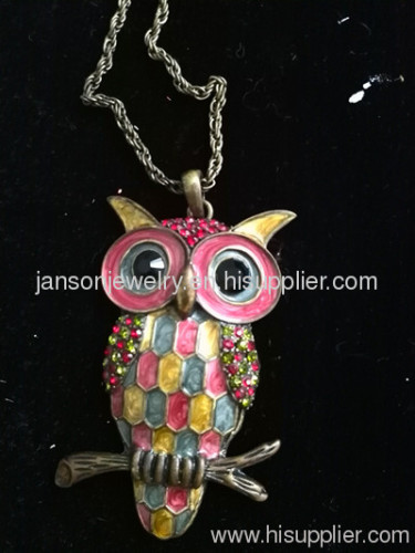 multi-color charm owl necklace