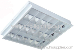 recessed, grid fluorescent ceiling light fixture