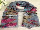 Butterfly Pink Gray Ladies Rayon / Voile Scarves 202 * 96cm