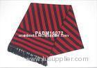Red Black Stripes Cold Long Woven Silk Scarf For Unisex AZO Free