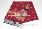 OEM Dark Red Printing Flower Long Woven Silk Scarf For Women