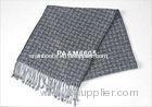 Grey And Black Striped Winter Woven Silk Scarf For Women / Men