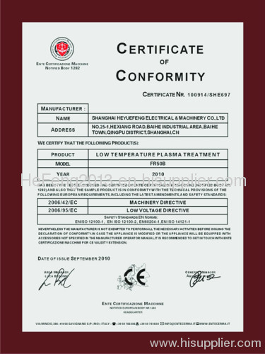 plasma CE certification