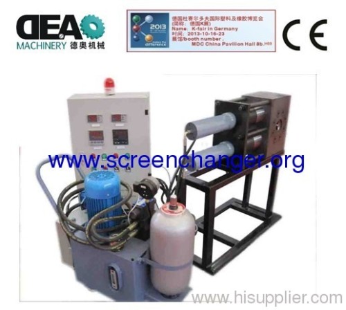Double pillar screen changer for plastic extrusion machine