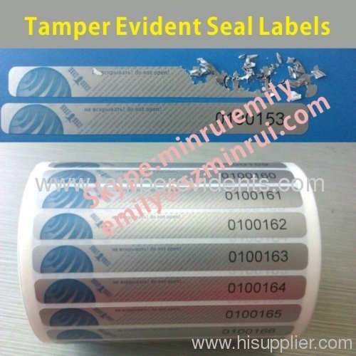 Custom Silver Tamper Evident Destructible Strip Seal Labels,Silver Security Seal Labels With Sequence Numbers