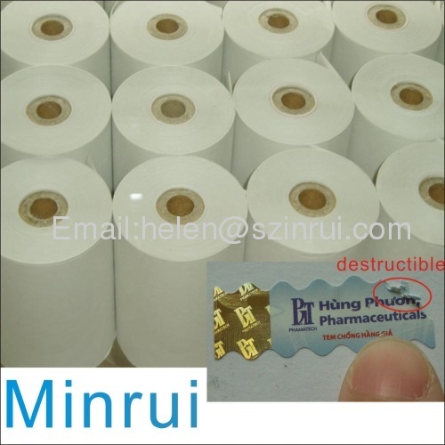 white destructible vinyl material