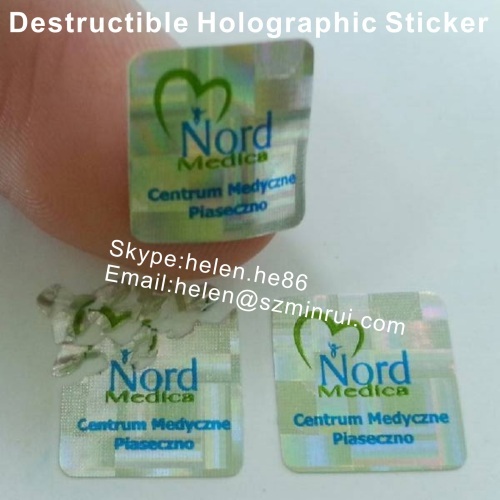 hologram destructible vinyl sticker