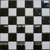 Black Mix White Blending Ceramic Mosaic Tiles , Mesh Dotted Furniture Tile