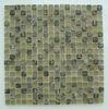 Strip Mixed Crystal Stone Glass Mosaic Tile , Rectangle Marble Mix Tile