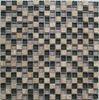 Square Natural Stone Glass Mosaic Tile , Crystal Glass Kitchen Wall Tile