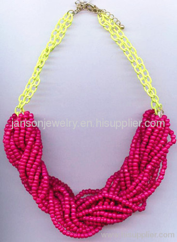 plastic beads twisted necklace