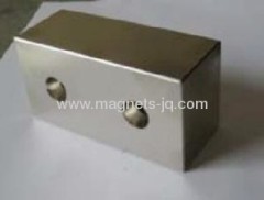 large Block 100*50*40mm Permanent NdFeB/Neodymium Magnet with two hole Grade N42/N48H/ N45SH