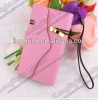 PU Leather Credit Card Wallet Case with Removable Strap For iPhone 5