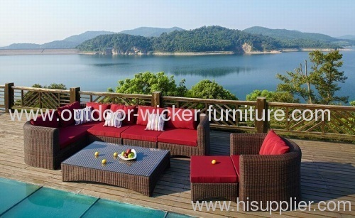 Garden wicker sofa with tea table sets