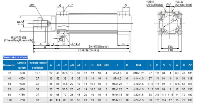 janpan standard MB series air cylinderISO 9001pneumaticproducts