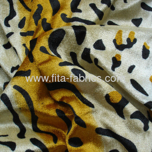 Tiger stripes printed panne for sofa fabric