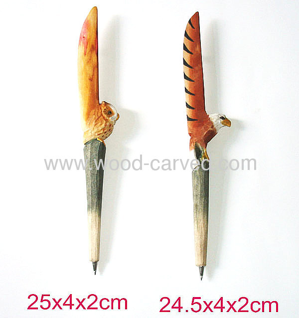 Office use Basswood Carved Bird shape Ball Pen