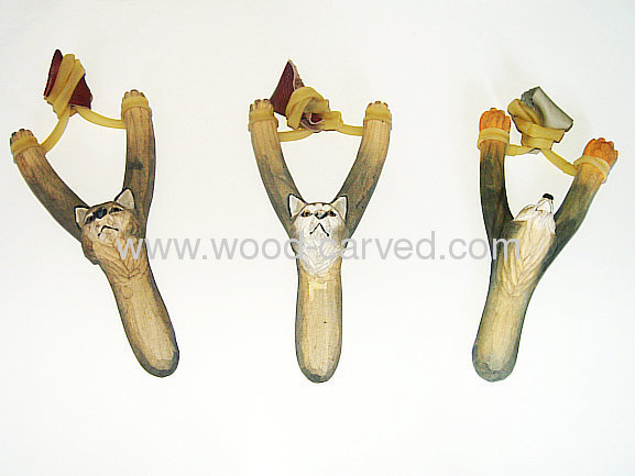 Wood Carved Animal Slingshot