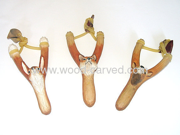 Wood Carved Animal Slingshot