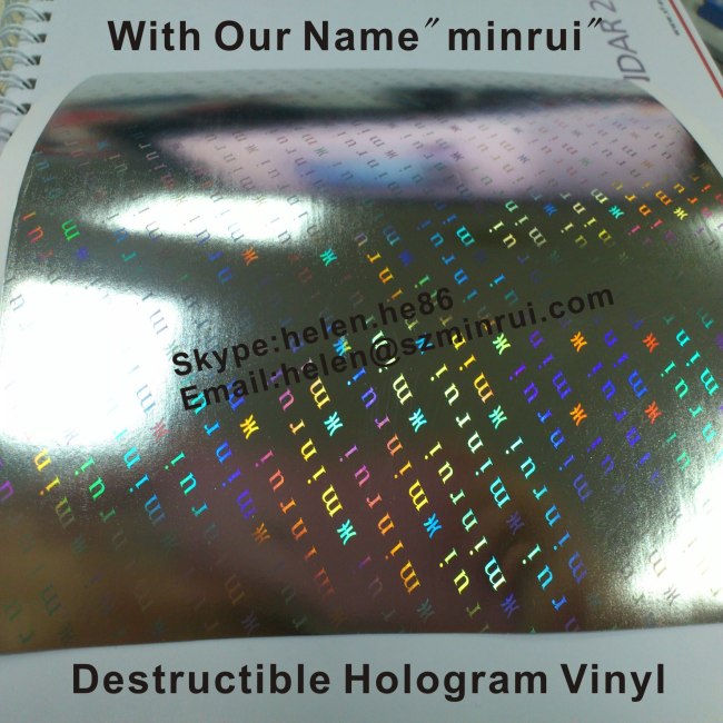 Destructible Hologram Vinyl Customized With Your Logo,Ultra Destructive Holographic Vinyl