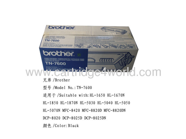 High Quality BrotherTN-7600 Genuine Original Laser Toner Cartridge Factory Direct Sale 