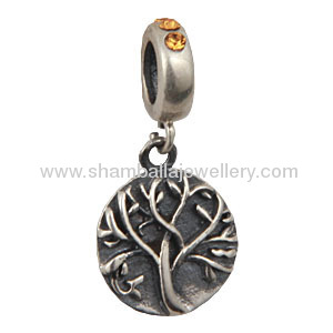 Topaz crystal stone Tree of Life antique silver european Charm And Pendant