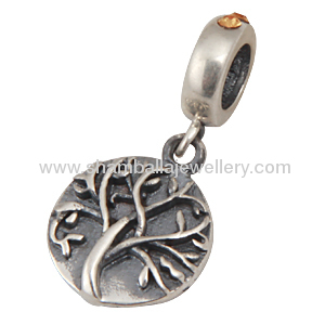 Topaz crystal stone Tree of Life antique silver european Charm And Pendant