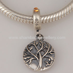 Topaz crystal stone Tree of Life antique silver european Charm And Pendant