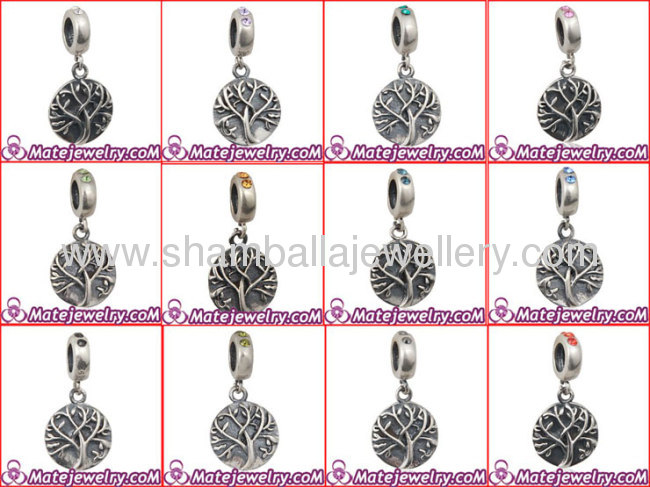 Topaz crystal stone Tree of Life antique silver european Charm And Pendant