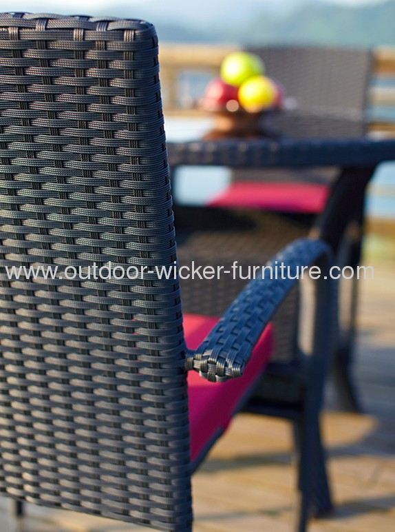 Patio rattan furniture wicker dining table and chairs