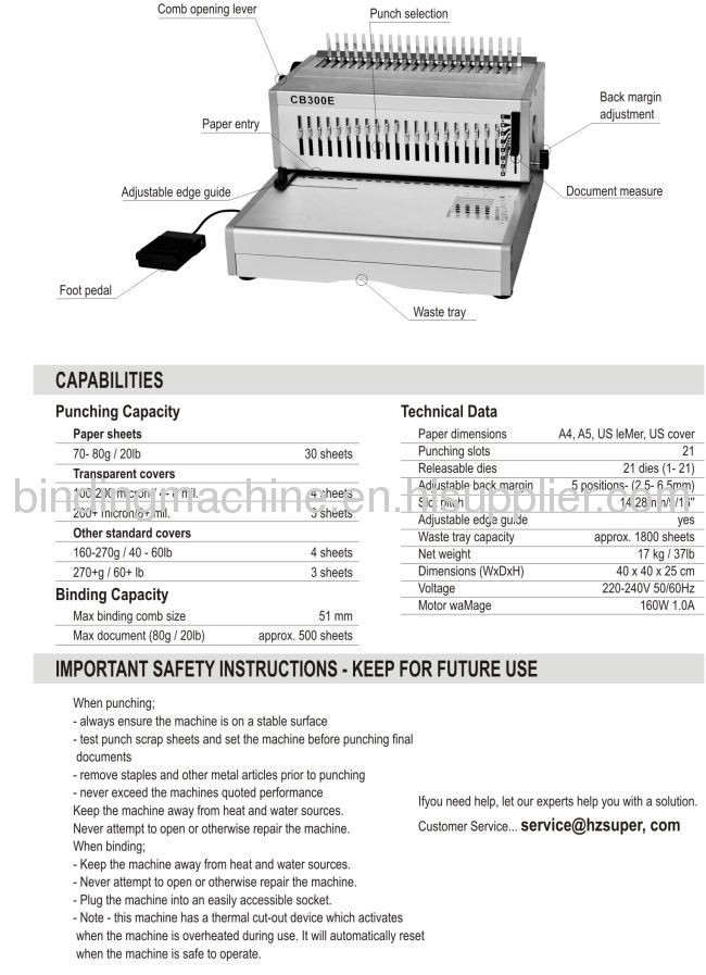 A4 Paper Electric Comb Binding Machine