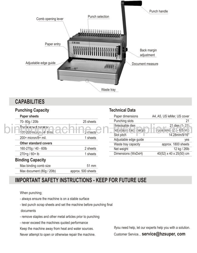 14 inch Paper Size Electric Comb Binding Machine