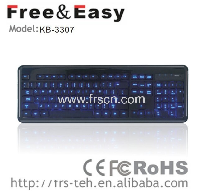 KB-3307 2013 NEW wireless LED shining rechargeable keyboard