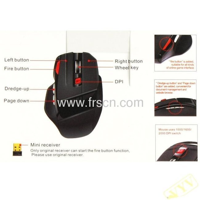 Best quality rf 7D computer gaming mouse wireless gaming mouse