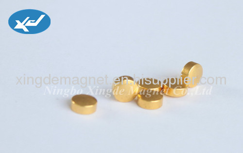 33M Neodymium magnet Cylinder Diameter 2 x Height 1/2Gold coating