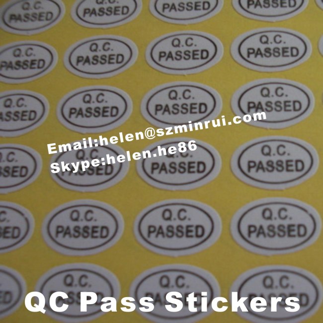 Custom Round And Oval Shape QC Passed Stickers,Self Adhesive Labels For Products Quality Control