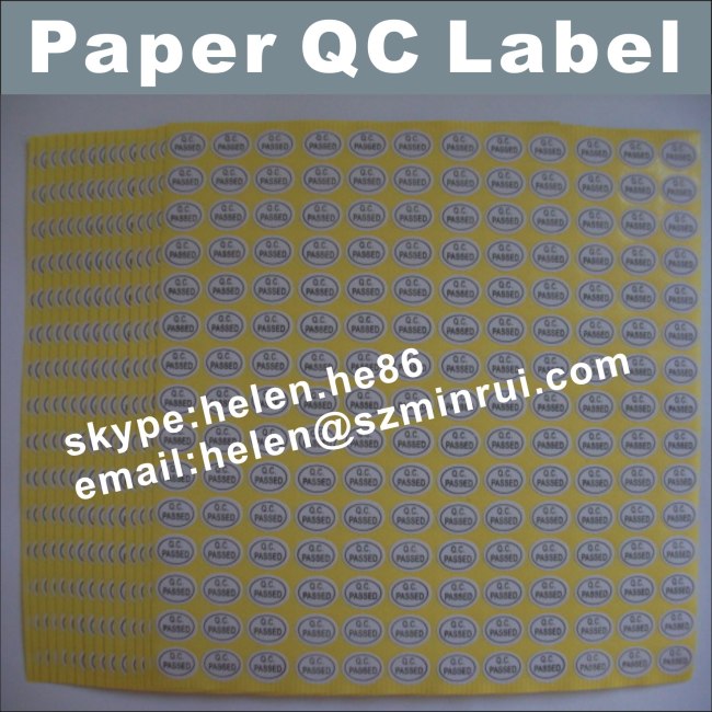 Custom Round And Oval Shape QC Passed Stickers,Self Adhesive Labels For Products Quality Control