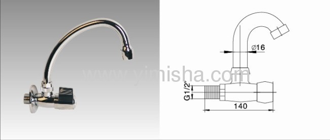 140mmx G1/2x dia.16mm Kitchen Wall Mounted Ceramic SheetFaucet 