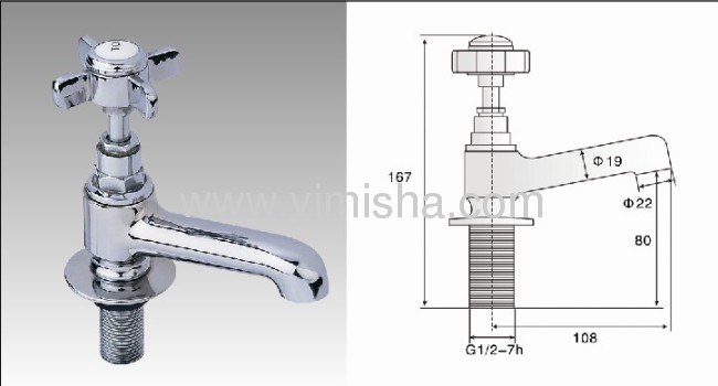 Brass 167mmx108mmx80mm x G1/2xdia.22mm Chrome Plated China Faucet for Basin with Cross Handle