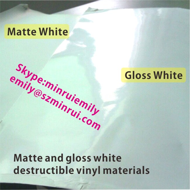 Glossy White Ultra Destructible Vinyl Materials,Destructive Label Materials with Gloss White Surface