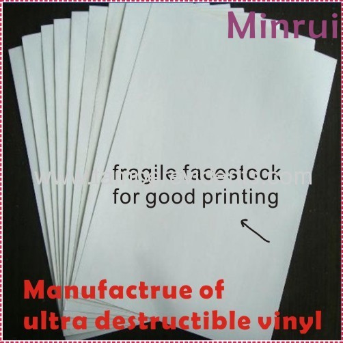 Custom Size Ultra Destructible Vinyl On Rolls/Sheets,Biggest Manufacturer of Destructive Label Materials