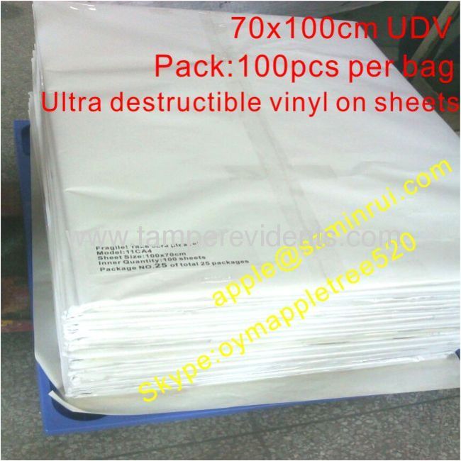 Custom Size Ultra Destructible Vinyl On Rolls/Sheets,Biggest Manufacturer of Destructive Label Materials