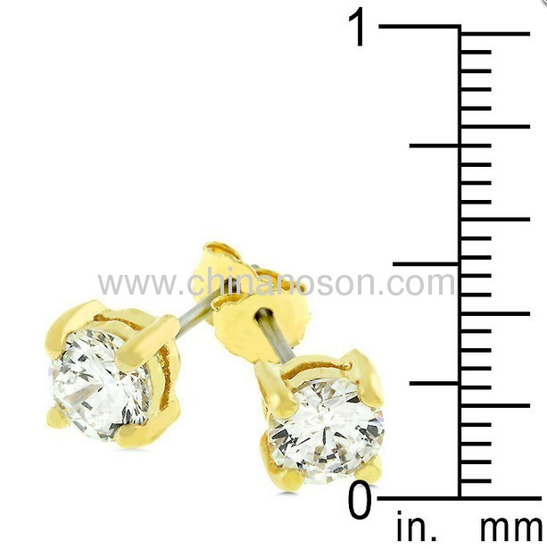 Fashion 18K gold platedcopperCZ stud earrings