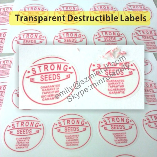 Transparent Round Tamper Evident Labels,Transparent Circle Destructible Vinyl Labels,Clear Round Tamper Proof Stickers