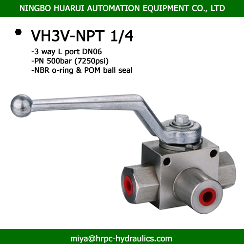  hydraulic threaded ball valve high pressure three-way ball valve WOG7250