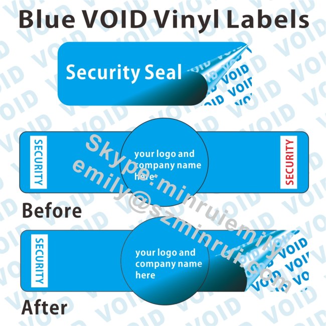 Security Tamper Proof VOID Stickers,Blue Tamper Evident VOID Vinyl Labels,Security Seal VOID Labels 