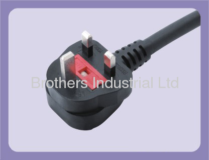 3*0.5-0.75 H03VV-F H05VV-F UK Power cord with 3 pin plug 